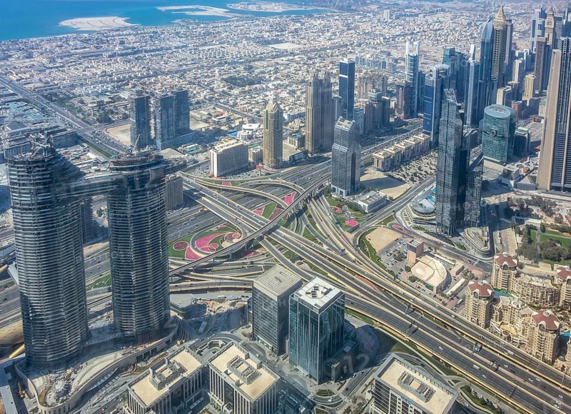 Aerial view of Dubai in the United Arab Emirates