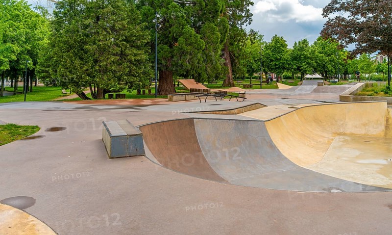 Skatepark seen in Saint-Die-des-Vosges, a commune in the Vosges department, Grand Est, northeastern France