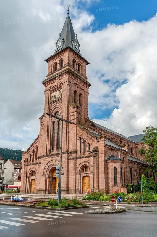 Saint-Martin cathedral in Saint-Die-des-Vosges, a commune in the Vosges department, Grand Est, northeastern France