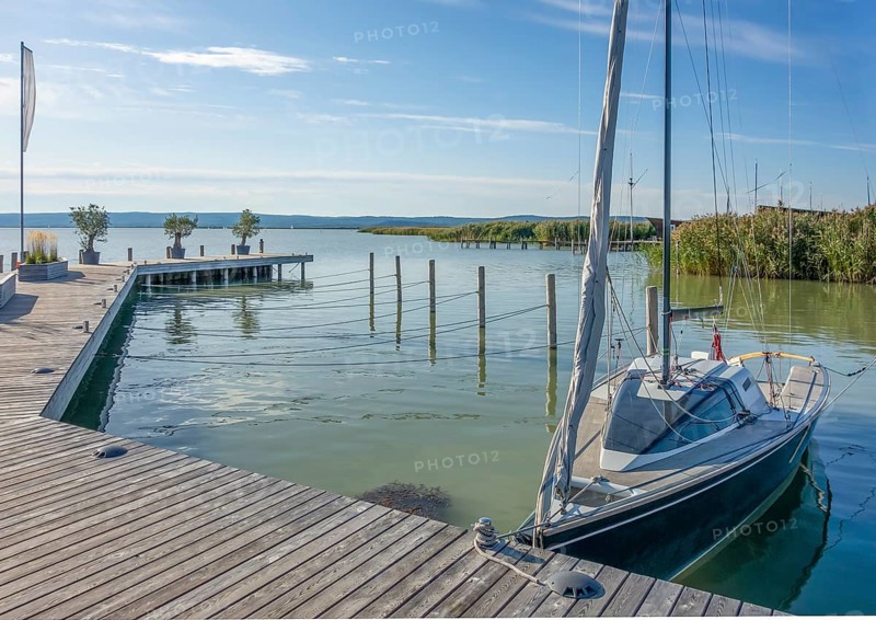 Sunny waterside scenery around Neusiedl am See in Austria