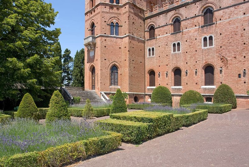 Idyllic scenery with parkway at Castle of Brolio near Gaiole in Chianti, located in the italian region Tuscany