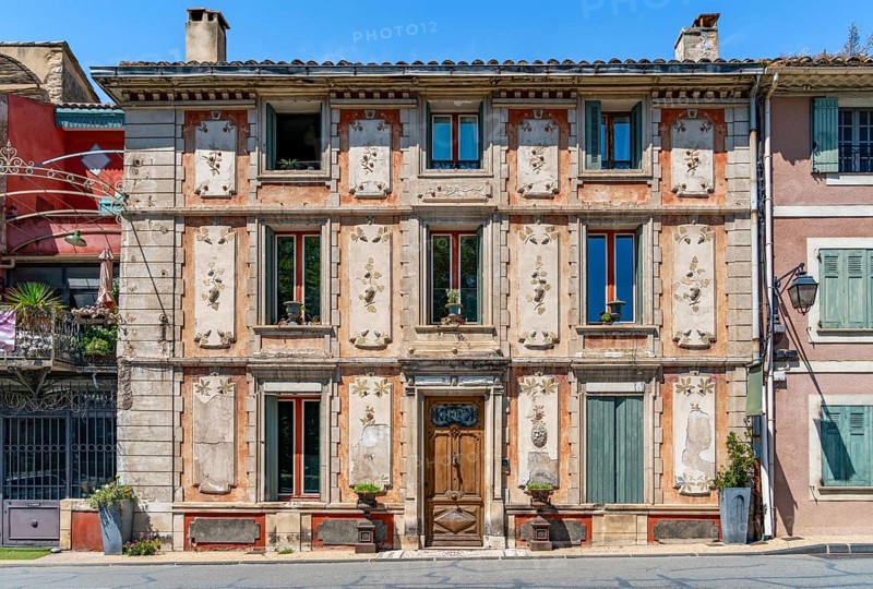 House facade in Fontaine-de-Vaucluse, a commune near a same named spring in the southeastern French department of Vaucluse