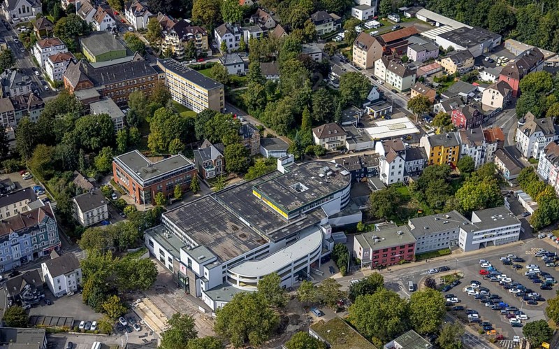 Aerial view, Kaufland supermarket in the district Haufe in Gevelsberg, Ruhr area, North Rhine-Westphalia, Germany, DE, shopping markets, shopping place, shopping centre, Europe, Gevelsberg, aerial view, aerial photography, aerial photography, local supply centre, supermarket, overview, bird's eye view, birds-eyes view, overview