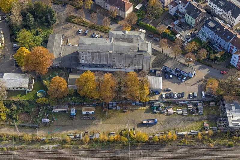 Aerial view, commercial location at Hermannstraße in Gladbeck, Ruhr area, North Rhine-Westphalia, Germany, DE, Europe, commercial enterprises, commercial area, commercial location, commercial use, Gladbeck, aerial photograph, aerial photography, aerial photography, overview, bird's-eye view, overview
