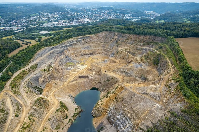 Aerial view, Donnerkuhle quarry Hagen Halden in the district Lennetal in Hagen, Ruhr area, North Rhine-Westphalia, Germany, DE, Europe, Hagen, aerial view, aerial photography, aerial photography, overview, bird's-eye view, overview