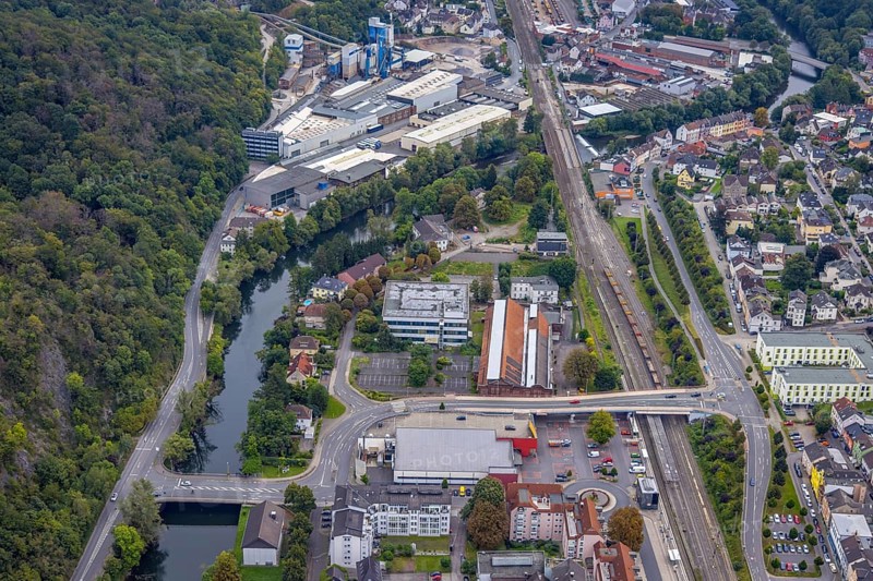 Aerial view, thyssenkrupp Hohenlimburg guest house in the Hohenlimburg district of Hagen, Ruhr area, North Rhine-Westphalia, Germany, DE, Europe, gastronomy, Hagen, aerial view, aerial photography, aerial photography, overview, bird's-eye view, overview