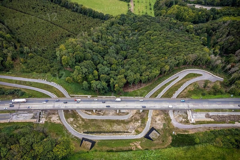 Aerial view, motorway A45 valley bridge Kattenohl in the district Eilpe in Hagen, Ruhr area, North Rhine-Westphalia, Germany, motorway A45, motorway bridge, DE, Europe, Hagen, aerial view, aerial photography, aerial photography, valley bridge, overview, bird's-eye view, overview