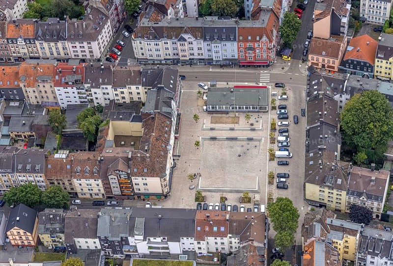 Aerial view, redesign Wilhelmsplatz Der Willi in the district Wehringhausen in Hagen, Ruhr area, North Rhine-Westphalia, Germany, DE, Europe, Hagen, aerial view, aerial photography, aerial photography, square, renovation, overview, bird's-eye view, overview