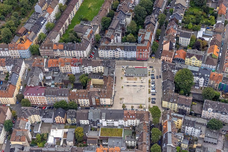Aerial view, redesign Wilhelmsplatz Der Willi in the district Wehringhausen in Hagen, Ruhr area, North Rhine-Westphalia, Germany, DE, Europe, Hagen, aerial view, aerial photography, aerial photography, square, renovation, overview, bird's-eye view, overview