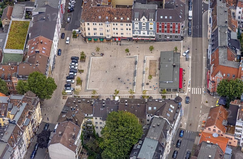 Aerial view, redesign Wilhelmsplatz Der Willi in the district Wehringhausen in Hagen, Ruhr area, North Rhine-Westphalia, Germany, DE, Europe, Hagen, aerial view, aerial photography, aerial photography, square, renovation, overview, bird's-eye view, overview