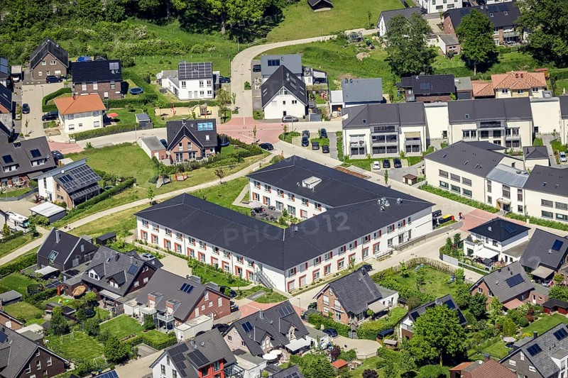 Aerial view, Alloheim Senioren-Residenz Sythen am See, Sythen, Haltern am See, Ruhr area, North Rhine-Westphalia, Germany, retirement home, nursing home, care and nursing, DE, Europe, aerial view, aerial photography, aerial photography, care facility, retirement home, retirement residence, retirement home, senior centre, overview, bird's-eye view, overview