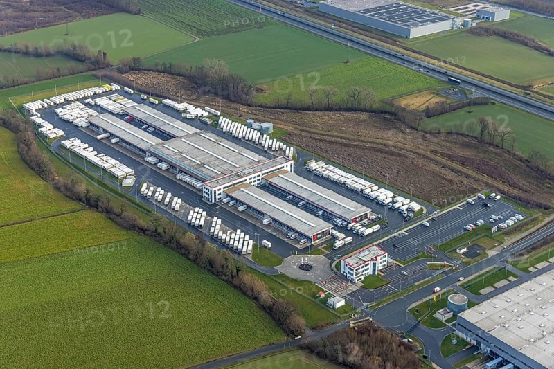 Aerial view DPD Hamm with DPD depot 0159 in Hamm, Ruhr area, North Rhine-Westphalia, Germany, DE, Europe, freight transport, Hamm, logistics, logistics service, logistics service provider, logistics provider, logistics centre, aerial view, aerial photograph, aerial photography, aerial photography, Rhine-Ruhr metropolitan region, Osterbönener Weg, parcel centre, freight forwarding, overview, shipping service, bird's eye view, bird's eye view, overview