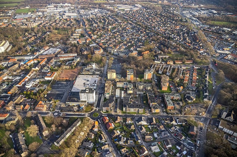 Aerial view Rathauscenter and Kommunales Jobcenter Hamm AöR in Hamm, Ruhr area, North Rhine-Westphalia, Germany, authority, DE, shopping centre, shopping markets, shopping place, shopping centre, Europe, Hamm, aerial view, aerial photography, aerial photography, aerial photography, metropolitan region Rhine-Ruhr, local supply centre, shopping centre, overview, bird's-eye view, overview
