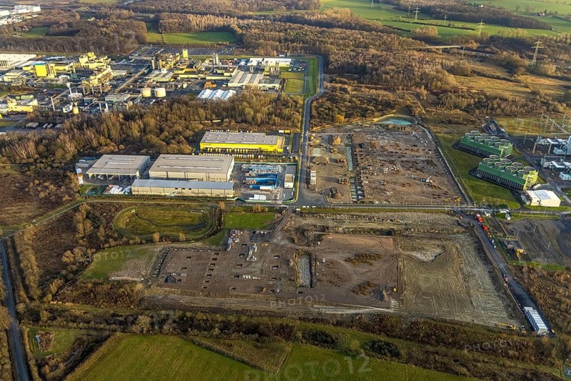 Aerial view construction site for Douglas distribution centre in the district Uentrop in Hamm, Ruhr area, North Rhine-Westphalia, Germany, DE, Europe, Hamm, aerial view, aerial photography, aerial photograph, aerial photography, Rhine-Ruhr metropolitan region, overview, bird's-eye view, overview