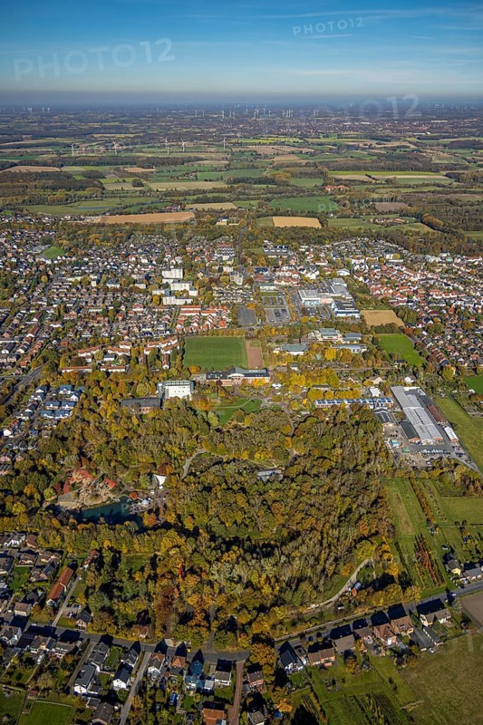 Aerial view, Maximilianpark in the district Uentrop in Hamm, Ruhr area, North Rhine-Westphalia, Germany, DE, Europe, leisure centre, leisure area, leisure park, glass elephant, Hamm, aerial view, aerial photography, aerial photography, MaxiPark, overview, bird's eye view, landmark, birds-eyes view, overview
