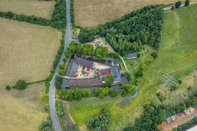 Aerial view, Haus Kemnade, a week ago the Ruhr was still flooding here, course of the Ruhr, Buchholz, Witten, Ruhr area, North Rhine-Westphalia, Germany, DE, Europe, birds-eyes view, aerial view, aerial photography, aerial photography, overview, bird's eye view