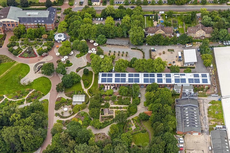 Aerial photo, Maximilianpark leisure park, Maxigastro, Uentrop, Hamm, Ruhr area, North Rhine-Westphalia, Germany, DE, Europe, leisure facility, leisure activities, leisure park, leisure enjoyment, gastronomy, aerial photo, aerial photography, aerial photography, MaxiPark, restaurant, overview, bird's-eye view, birds-eyes view, overview