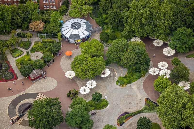 Aerial photo, Maximilianpark leisure park, entrance area, Uentrop, Hamm, Ruhr area, North Rhine-Westphalia, Germany, DE, Europe, leisure facility, leisure activities, leisure park, leisure enjoyment, aerial photo, aerial photography, aerial photography, MaxiPark, overview, bird's-eye view, birds-eyes view, overview