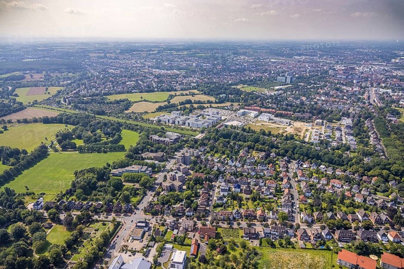Aerial view, LAG Regional Labour Court Hamm in Uentrop, Hamm, Ruhr area, North Rhine-Westphalia, Germany, DE, Europe, birds-eyes view, aerial photography, aerial photography, overview, bird's eye view