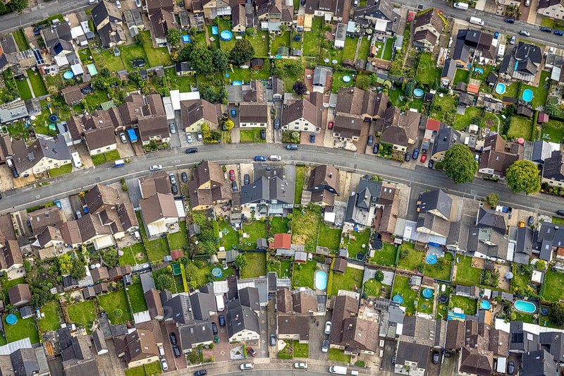 Aerial view, colliery housing estate Alte Kolonie with Beverstraße, Eckeystraße, Robert-Haase-Straße, Beverkramenstraße, Zum Torksfeld in the district of Herringen in Hamm, Ruhr area, North Rhine-Westphalia, Germany, workers' housing estate, miners' housing estate, DE, Europe, property tax, Hamm, real estate, aerial view, aerial photography, aerial photography, overview, bird's eye view, housing estate, living and living, residential area, residential buildings, quality of living, residential neighbourhood, housing estate, birds-eyes view, overview