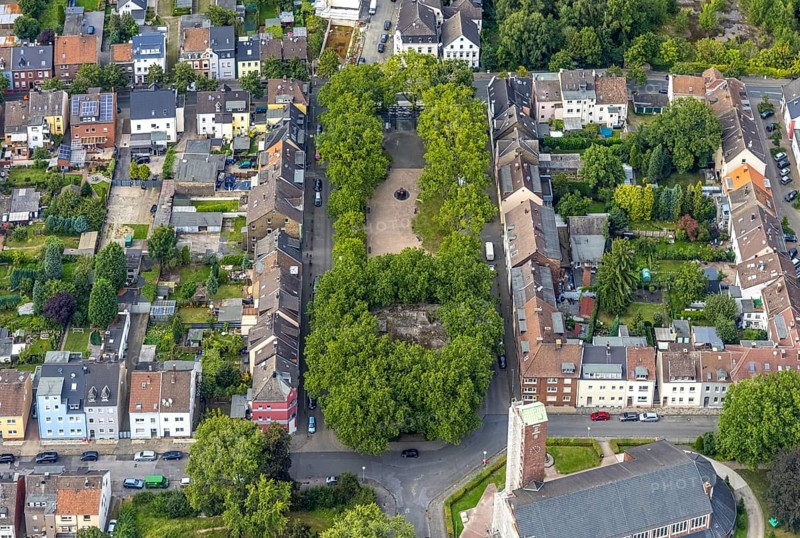 Aerial view, catholic Josefskirche and Viktoriaplatz in Mitte, Hamm, Ruhr area, North Rhine-Westphalia, Germany, place of worship, DE, Europe, religious community, place of worship, holy place, church, parish, denomination, aerial view, aerial photography, aerial photography, market, market place, religion, religious site, overview, bird's-eye view, birds-eyes view, overview