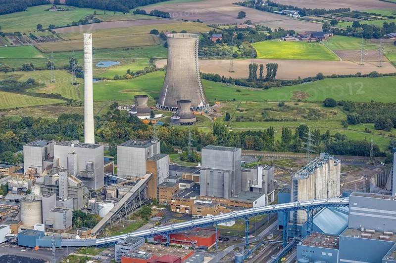 Aerial view, RWE power plant Westfalen and cooling towers in the district Uentrop in Hamm, Ruhr area, North Rhine-Westphalia, Germany, DE, Europe, Hamm, power plant, cooling towers, aerial view, aerial photography, aerial photography, overview, bird's-eye view, overview