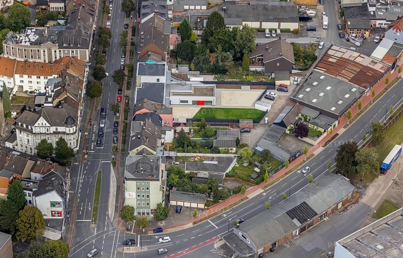 Aerial view, new kindergarten Wilhelmstraße in the district Mitte in Hamm, Ruhr area, North Rhine-Westphalia, Germany, DE, Europe, Hamm, kindergarten, day-care centre, day-care centre, aerial view, aerial photography, aerial photography, overview, bird's-eye view, overview