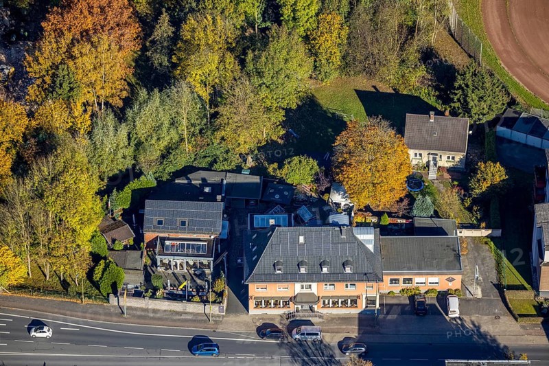 Aerial view, Restaurant Gasthof Hagedorn in the district Bockum-Hövel in Hamm, Ruhr area, North Rhine-Westphalia, Germany, Bockumer Weg, Café, DE, Europe, inn, gastronomy, Hamm, aerial photograph, aerial photography, aerial photography, restaurant, overview, bird's eye view, bird's eye view, overview