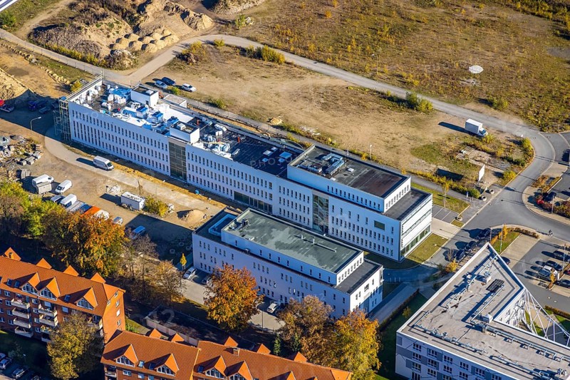 Aerial view, construction site SCI:Q Science Quarter in the district Mitte in Hamm, Ruhr area, North Rhine-Westphalia, Germany, construction work, construction, construction area, building site, building plots, construction project, construction site, education, educational institution, DE, Europe, business park, Hamm, industrial area, aerial view, aerial photography, aerial photography, Marker Allee, new building, Paracelsuspark, Science Quarter Hamm, Techpark, overview, bird's eye view, science quarter, birds-eyes view, overview
