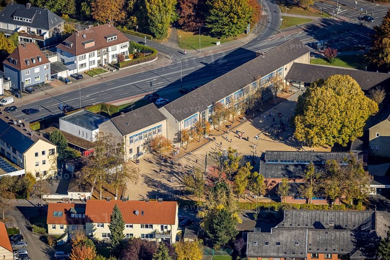 Aerial photo, Bodelschwinghschule in the Mitte district of Hamm, Ruhr area, North Rhine-Westphalia, Germany, education, educational institution, DE, Europe, primary school, Hamm, teaching institute, aerial view, aerial photography, aerial photography, school, overview, bird's eye view, birds-eyes view, overview