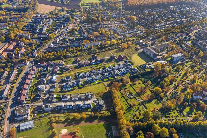 Aerial view, development area Auf dem Beisenkamp in the district Mitte in Hamm, Ruhr area, North Rhine-Westphalia, Germany, DE, Europe, property tax, Hamm, real estate, aerial view, aerial photography, aerial photography, Rhine-Ruhr metropolitan region, overview, bird's-eye view, residential area, housing and living, residential area, residential buildings, residential quality, residential neighbourhood, housing estate, birds-eyes view, overview