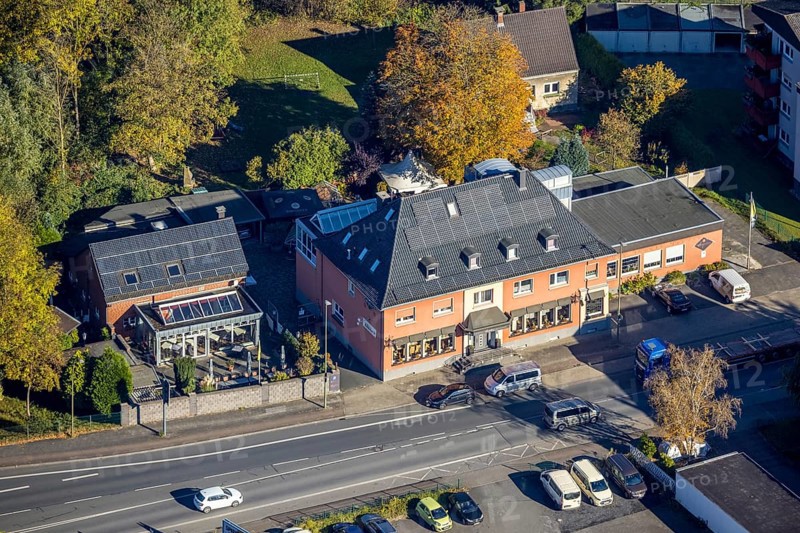 Aerial view, Restaurant Gasthof Hagedorn in the district Bockum-Hövel in Hamm, Ruhr area, North Rhine-Westphalia, Germany, Bockumer Weg, Café, DE, Europe, inn, gastronomy, Hamm, aerial photograph, aerial photography, aerial photography, restaurant, overview, bird's eye view, bird's eye view, overview