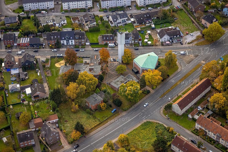 Aerial view, Evangelical Apostle Church and Kindergarten Drei Könige in the district of Herringen in Hamm, Ruhr area, North Rhine-Westphalia, Germany, place of worship, DE, Europe, religious community, place of worship, Hamm, holy place, kindergarten, day care centre, day care centre, church, church community, day care centre, denomination, aerial view, aerial photography, aerial photography, religion, religious site, overview, bird's-eye view, overview