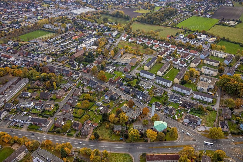 Aerial view, St. Boniface Catholic Church, St. Boniface Senior Citizens' Centre and St. Boniface Catholic Kindergarten as well as Hermann-Gmeiner-School and Protestant Apostle Church. Apostelkirche in the district of Herringen in Hamm, Ruhr area, North Rhine-Westphalia, Germany, retirement home, old people's home, retirement home, place of worship, care and nursing, education, educational institution, DE, Europe, religious community, place of worship, Hamm, holy place, kindergarten, day care centre, day-care centre, church, parish, day-care centre, denomination, educational institution, aerial photography, aerial photography, care facility, religion, religious site, school, retirement home, retirement residence, retirement home, retirement centre, overview, bird's-eye view, overview