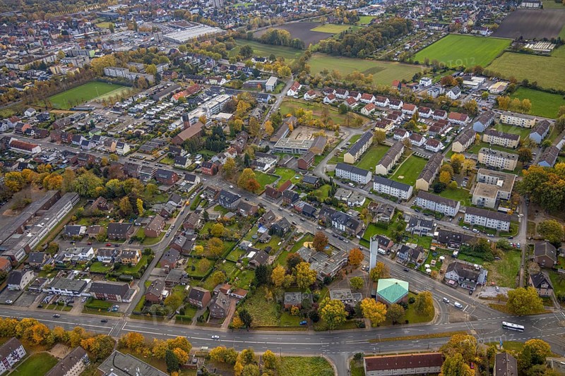 Aerial view, St. Boniface Catholic Church, St. Boniface Senior Citizens' Centre and St. Boniface Catholic Kindergarten as well as Hermann-Gmeiner-School and Protestant Apostle Church. Apostelkirche in the district of Herringen in Hamm, Ruhr area, North Rhine-Westphalia, Germany, retirement home, old people's home, retirement home, place of worship, care and nursing, education, educational institution, DE, Europe, religious community, place of worship, Hamm, holy place, kindergarten, day care centre, day-care centre, church, parish, day-care centre, denomination, educational institution, aerial photography, aerial photography, care facility, religion, religious site, school, retirement home, retirement residence, retirement home, retirement centre, overview, bird's-eye view, overview