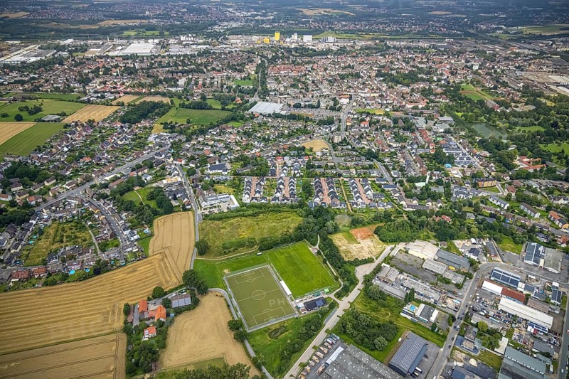 Aerial view, residential area Liboriusweg, Auf dem Daberg, Friedhelm-Hengstenberg-Straße, Pelkum, Hamm, Ruhr area, North Rhine-Westphalia, Germany, DE, Europe, property tax, real estate, aerial photograph, aerial photography, aerial photography, overview, bird's-eye view, housing estate, living and living, residential area, residential buildings, residential quality, residential neighbourhood, housing estate, birds-eyes view, overview
