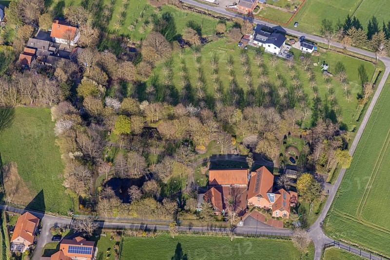 Aerial photograph, Otmar Alt Foundation, Uentrop, Hamm, Ruhr area, North Rhine-Westphalia, Germany, DE, Europe, art, artwork, aerial photograph, aerial photography, aerial photography, Obere Rothe, park, foundation, overview, bird's-eye view, overview
