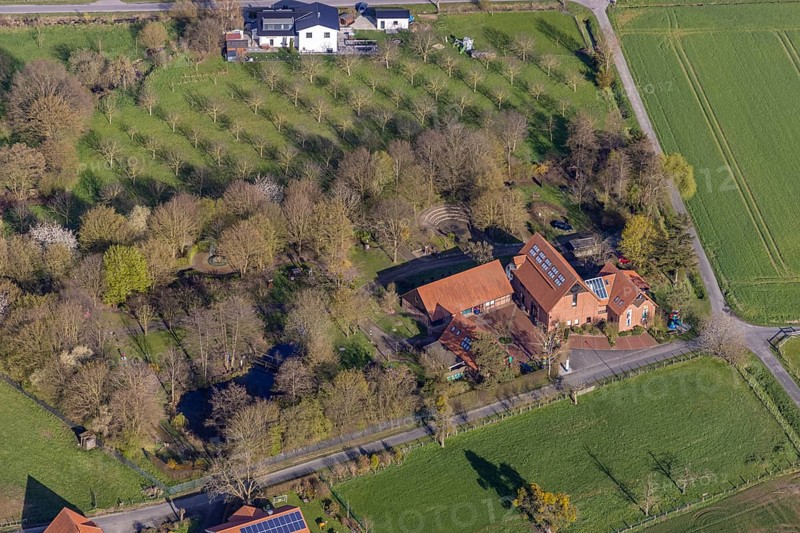 Aerial photograph, Otmar Alt Foundation, Uentrop, Hamm, Ruhr area, North Rhine-Westphalia, Germany, DE, Europe, art, artwork, aerial photograph, aerial photography, aerial photography, Obere Rothe, park, foundation, overview, bird's-eye view, overview