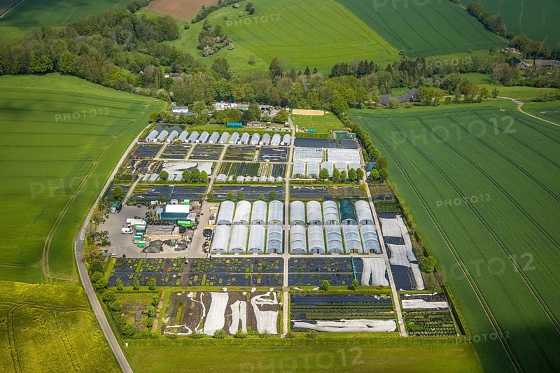 Aerial view, container nursery and perennials Kunz, Leubeck, Heiligenhaus, Ruhr area, North Rhine-Westphalia, Germany, nursery, DE, Europe, aerial view, aerial photography, aerial photography, overview, bird's-eye view, overview