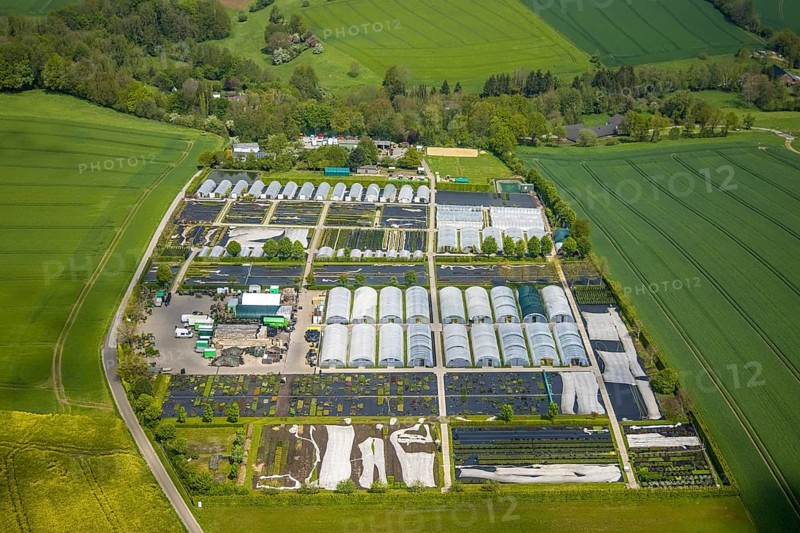 Aerial view, container nursery and perennials Kunz, Leubeck, Heiligenhaus, Ruhr area, North Rhine-Westphalia, Germany, nursery, DE, Europe, aerial view, aerial photography, aerial photography, overview, bird's-eye view, overview