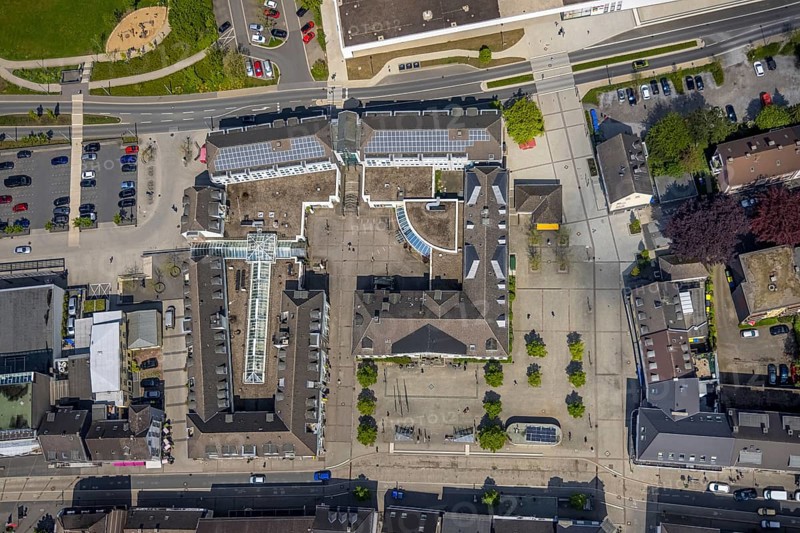 Aerial view, town hall, Leubeck, Heiligenhaus, Ruhr area, North Rhine-Westphalia, Germany, authority, DE, Europe, aerial photograph, aerial photography, aerial photography, city administration, overview, bird's-eye view, birds-eyes view, overview