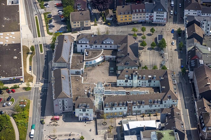 Aerial view, town hall, Leubeck, Heiligenhaus, Ruhr area, North Rhine-Westphalia, Germany, authority, DE, Europe, aerial photograph, aerial photography, aerial photography, city administration, overview, bird's-eye view, birds-eyes view, overview