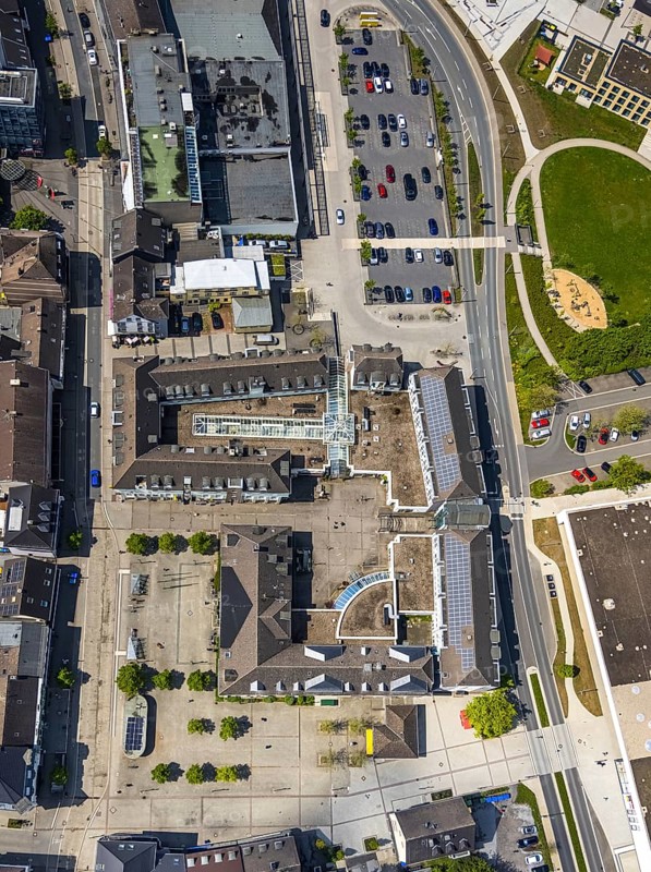 Aerial view, town hall, Leubeck, Heiligenhaus, Ruhr area, North Rhine-Westphalia, Germany, authority, DE, Europe, aerial photograph, aerial photography, aerial photography, city administration, overview, bird's-eye view, birds-eyes view, overview