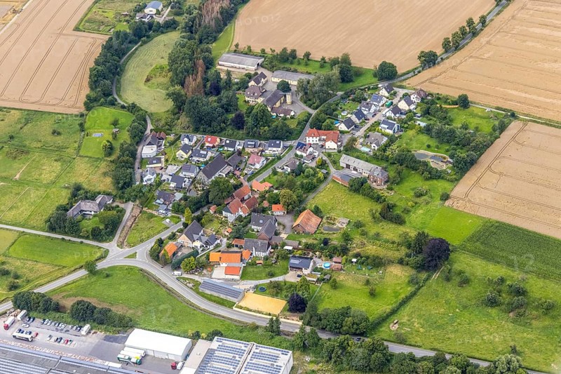 Aerial view, aerial view district Frohnhausen in Fröndenberg/Ruhr, Ruhr area, North Rhine-Westphalia, Germany, DE, Europe, Fröndenberg/Ruhr, aerial view, aerial photography, aerial photography, overview, bird's-eye view, overview