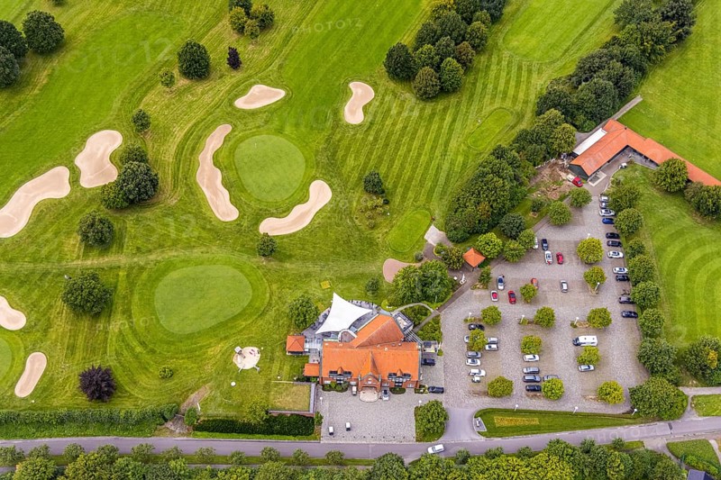 Aerial view, golf course and golf club Unna-Fröndenberg, Fröndenberg/Ruhr, Ruhr area, North Rhine-Westphalia, Germany, DE, Europe, golf, golf course, golf club, golf course, golf meadow, aerial view, aerial photography, aerial photography, sports, overview, bird's eye view, overview