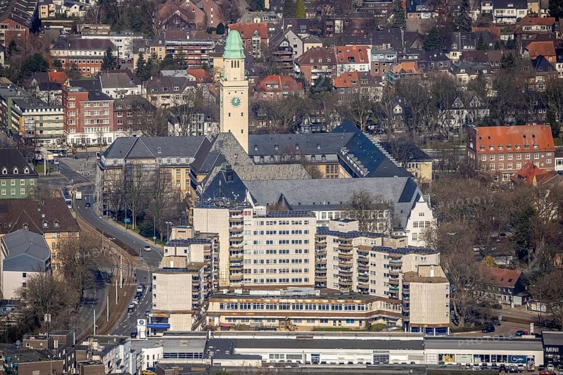 Aerial view, town hall Buer, Buer, Gelsenkirchen, Ruhr area, North Rhine-Westphalia, Germany, authority, DE, Europe, aerial view, aerial photography, aerial photography, town hall, overview, bird's-eye view, overview