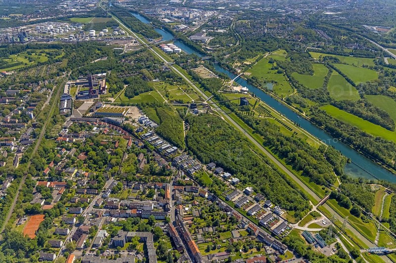 Aerial view, industrial park Nordstern, Nordsternpark, Heßler, Gelsenkirchen, Ruhr area, North Rhine-Westphalia, Germany, Essen, DE, Europe, birds-eyes view, aerial photograph, aerial photography, aerial photography, overview, bird's eye view, commercial sites, commercial areas