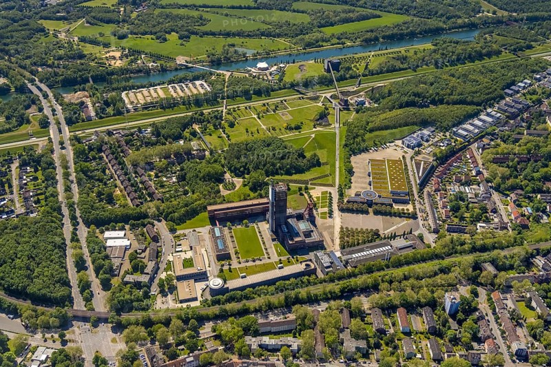 Aerial view, industrial park Nordstern, Nordsternpark, Heßler, Gelsenkirchen, Ruhr area, North Rhine-Westphalia, Germany, DE, Europe, birds-eyes view, aerial photography, aerial photography, overview, bird's eye view, commercial sites, commercial areas