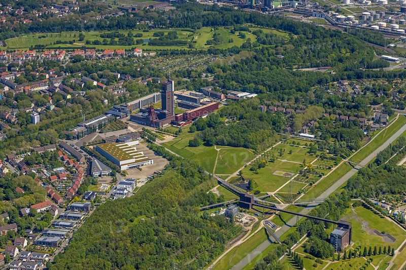 Aerial view, industrial park Nordstern, Nordsternpark, Heßler, Gelsenkirchen, Ruhr area, North Rhine-Westphalia, Germany, Essen, DE, Europe, birds-eyes view, aerial photograph, aerial photography, aerial photography, overview, bird's eye view, commercial sites, commercial areas
