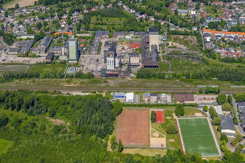 Aerial view, New Westerholt Colliery, Hassel, Gelsenkirchen, Ruhr area, North Rhine-Westphalia, Germany, DE, Europe, birds-eyes view, aerial photography, aerial photography, overview, overview, bird's eye view